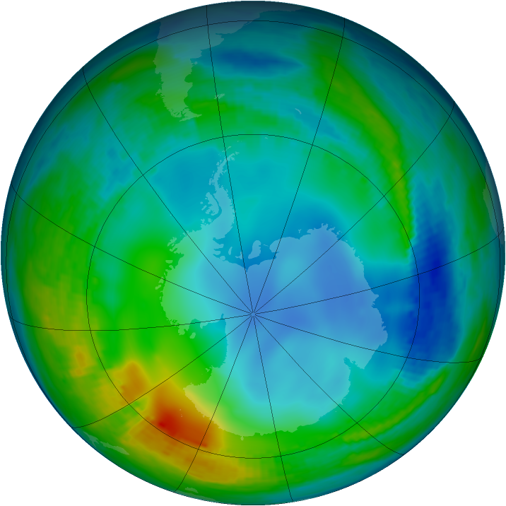Antarctic ozone map for 03 June 1986